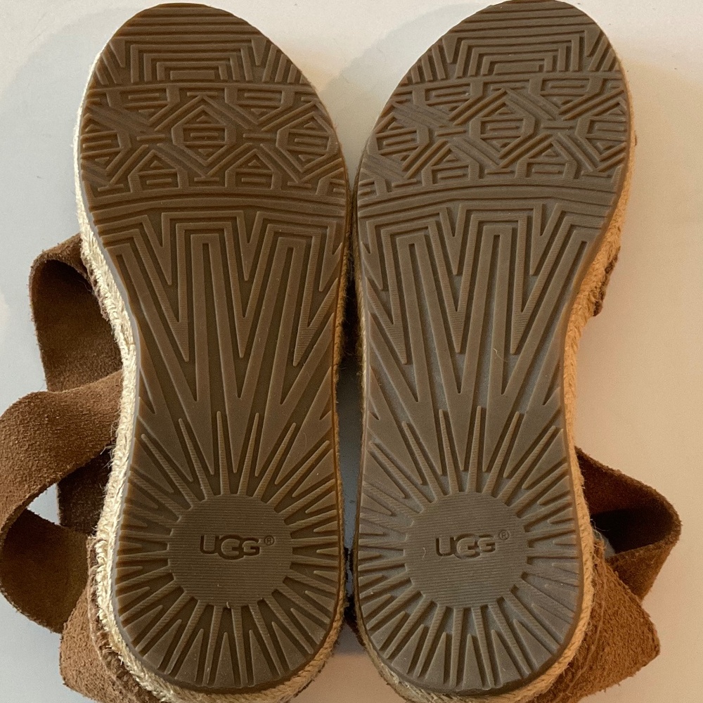 UGG Mila Gladiator Espadrille Leather Sandal Brown Size 8.5 - Picture 4 of 5